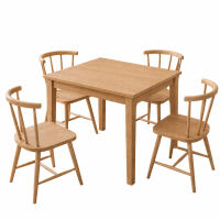 Dining-Komplettset 5-teilig: 4 Stühle + Tisch, Skandi-Look, Buche natur