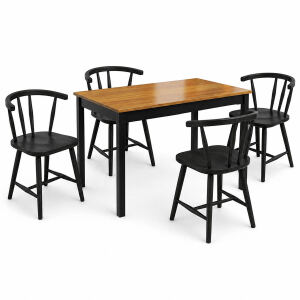 Essgruppe Industrial mit 4 schwarzen Windsor-Stühlen