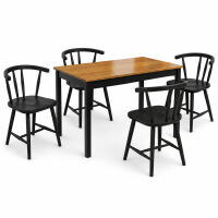 Essgruppe Industrial mit 4 schwarzen Windsor-Stühlen