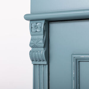 schmaler Landhaus-Schrank- türkisblauer Kleiderschrank im Antik-Look