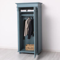 schmaler Landhaus-Schrank- türkisblauer Kleiderschrank im Antik-Look