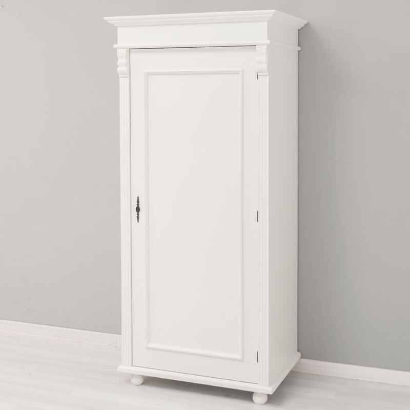 schmaler Landhaus-Schrank - altweißer Garderobenscherank - Onlineshop für massive Landhausmöbel