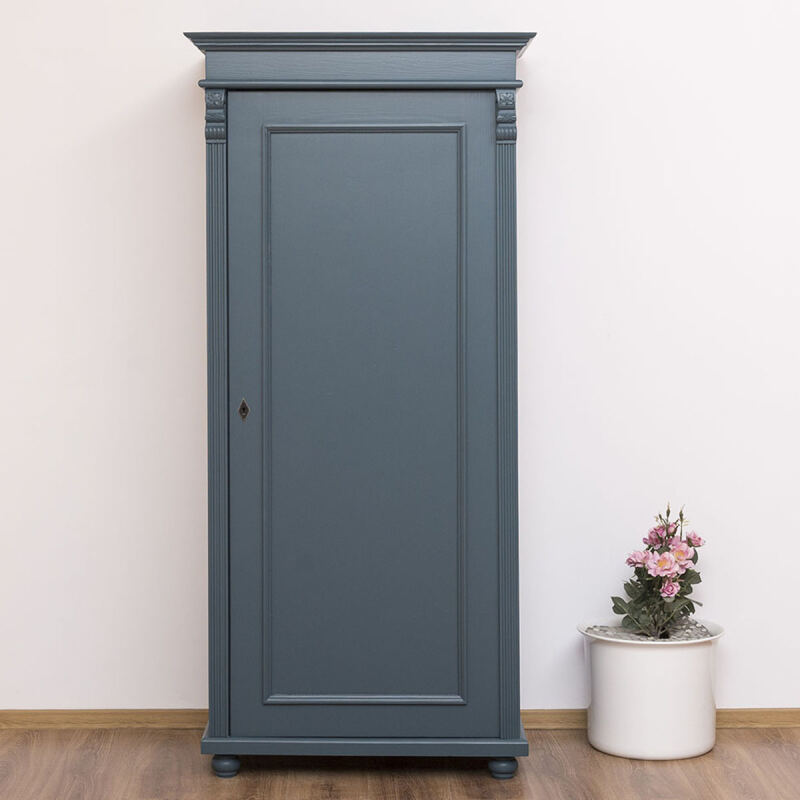 schmaler Kleiderschrank - Landhausschrank in nachtblau