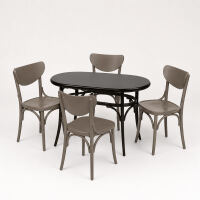 Esszimmer-Set 5-teilig mit ovalem Esstisch und 4 Holzstühlen, schwarz/braun