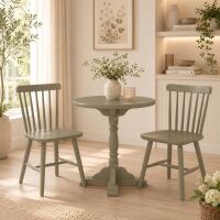 Essplatz-Set aus Massivholz - freie Farbwahl – Nordic Style – 2 Stühle mit Rundtisch