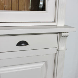 Großer Vitrinenschrank Salzburg Landhausstil, cremeweiß-braun