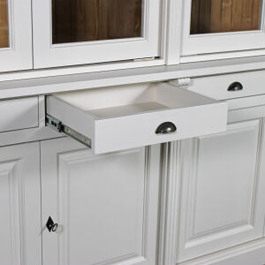Großer Vitrinenschrank Salzburg Landhausstil, cremeweiß-braun