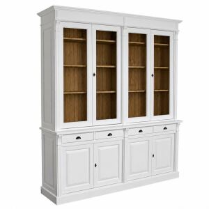 Großer Vitrinenschrank Salzburg Landhausstil, cremeweiß-braun