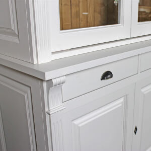 Großer Vitrinenschrank Salzburg Landhausstil, cremeweiß-braun