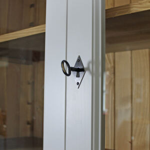Großer Vitrinenschrank Salzburg Landhausstil, cremeweiß-braun
