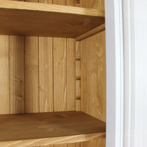 Großer Vitrinenschrank Salzburg Landhausstil, cremeweiß-braun