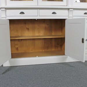 Großer Vitrinenschrank Salzburg Landhausstil, cremeweiß-braun