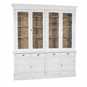 Großer Vitrinenschrank Salzburg Landhausstil, cremeweiß-braun