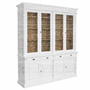 Großer Vitrinenschrank Salzburg Landhausstil, cremeweiß-braun