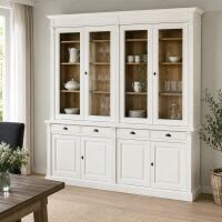 Großer Vitrinenschrank Salzburg Landhausstil, cremeweiß-braun