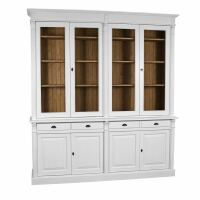 Großer Vitrinenschrank Salzburg Landhausstil, cremeweiß-braun