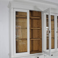 Großer Vitrinenschrank Salzburg Landhausstil, cremeweiß-braun