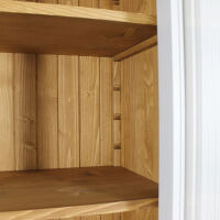 Großer Vitrinenschrank Salzburg Landhausstil, cremeweiß-braun