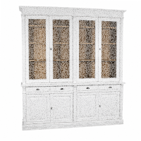 Großer Vitrinenschrank Salzburg Landhausstil, cremeweiß-braun