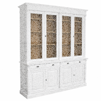 Großer Vitrinenschrank Salzburg Landhausstil, cremeweiß-braun