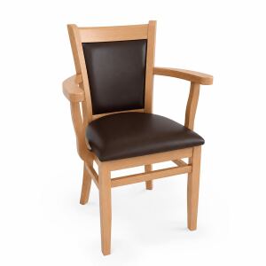 Komfort-Armlehnstuhl 2-er Set aus Holz mit Sitzpolster, versch. Holztöne wählbar