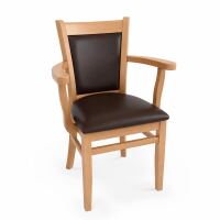 Komfort-Armlehnstuhl 2-er Set aus Holz mit Sitzpolster, versch. Holztöne wählbar