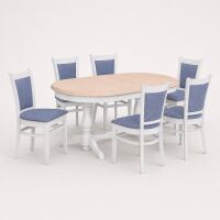Esszimmer-Set Landhaus 7-teilig mit Ausziehtisch und 6 Stühlen