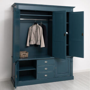 Großer Kleiderschrank im Antik-Look- Landhausschrank nachtblau