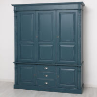 Großer Kleiderschrank im Antik-Look- Landhausschrank nachtblau
