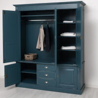 Großer Kleiderschrank im Antik-Look- Landhausschrank nachtblau