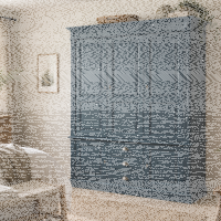 Großer Kleiderschrank im Antik-Look- Landhausschrank nachtblau