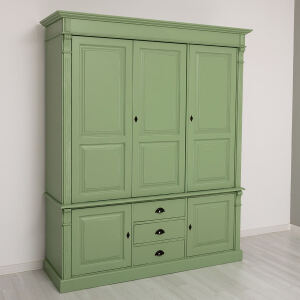 Großer Schrank im Landhausstil- Kleiderschrank blassgrün Antik-Look