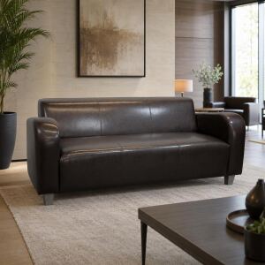 Retro Lounge Sofa Berlin 3 Sitzer Kunstleder dunkelbraun