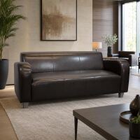 Retro Lounge Sofa Berlin 3 Sitzer Kunstleder dunkelbraun