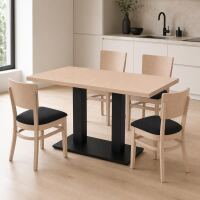 Esszimmer-Set 5-teilig mit 4 Polsterstühlen und Tisch | Buche weiß gebeizt