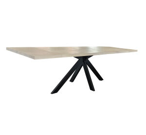 Esstisch Wildeiche White Washed mit Spider Gestell – 40 mm, 180x90 cm