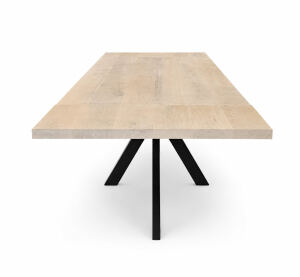 Esstisch Wildeiche White Washed mit Spider Gestell – 40 mm, 180x90 cm