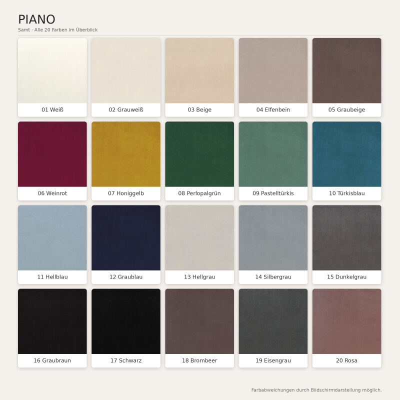 Handmuster für Samt Piano