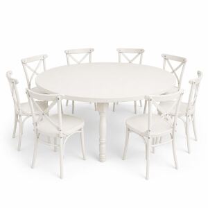 Esszimmer-Set Weiß: Rundtisch Ø 200 cm &...