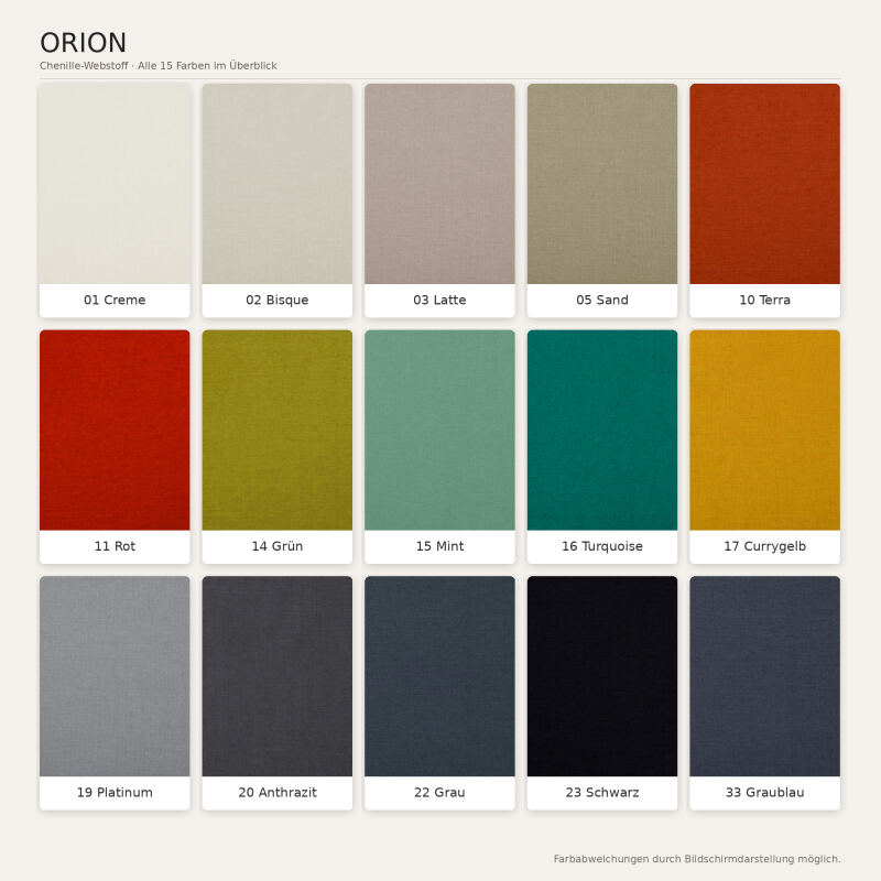 Handmuster für Chenille Webstoff Orion