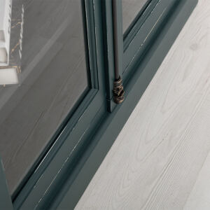 Landhaus Vitrine -  Schrank mit Glastüren Ozeanblau