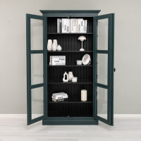Landhaus Vitrine -  Schrank mit Glastüren Ozeanblau