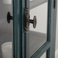 Landhaus Vitrine -  Schrank mit Glastüren Ozeanblau