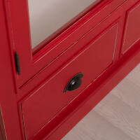 Vitrinenschrank im Antik-Look - rote Vitrine mit Schubladen