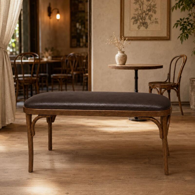 Polsterbank im Bistrostil mit Kunstleder | 115x44 cm | wählbar in versch. Holztönen