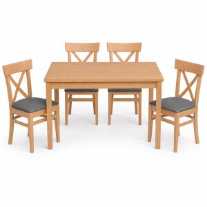 Esszimmer-Set Buche 5-teilig mit 4 Polsterstühlen + Tisch