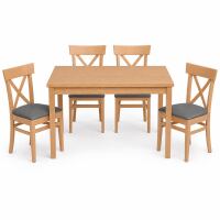 Esszimmer-Set Buche 5-teilig mit 4 Polsterstühlen + Tisch