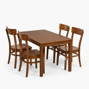 Esszimmer-Set 5-teilig mit 4 Holzstühlen Buche | Design: Nussbaum