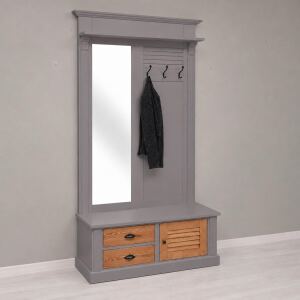 Garderobe mit Lamellentüren - Landhausgarderobe braungrau