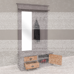 Garderobe mit Lamellentüren - Landhausgarderobe braungrau